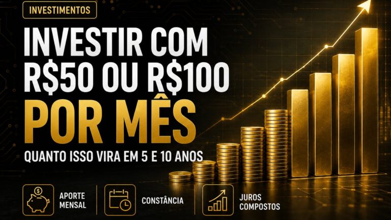 Investir com R$50 ou R$100 por Mês: Quanto Isso Vira em 5 e 10 Anos