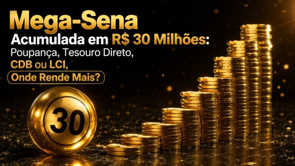 Mega-Sena Acumulada em R$ 30 Milhões: Poupança, Tesouro Direto, CDB ou LCI, Onde Rende Mais?